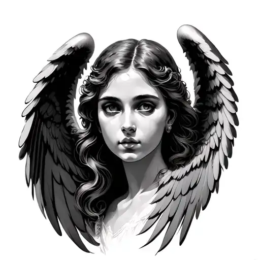 Angel Face And Wings
