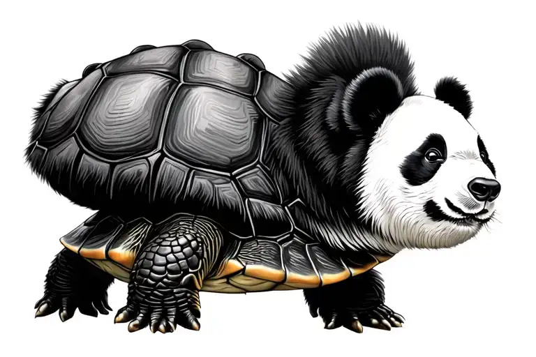 Panda Mounted On A Turtle
