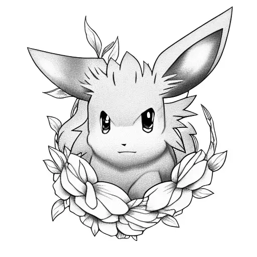 Eevee From Pokemon And Flowers