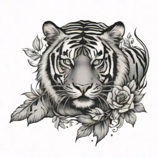 Tiger With Flowers Wrapped