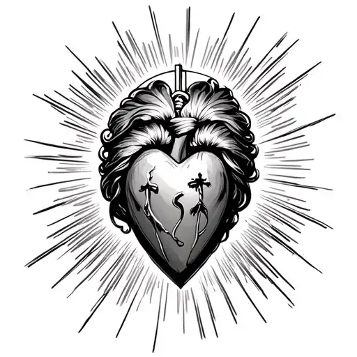 Religious Manga Carrying A Sacred Heart Face Of Christ