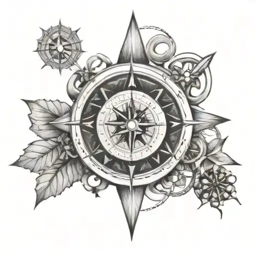 Honey Comb Clock And Compass Rose Intertwined