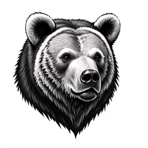 Half Simetric Realistic Bear Head