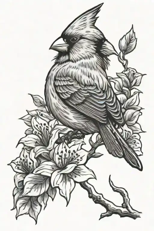 Cardinal With Azaleas