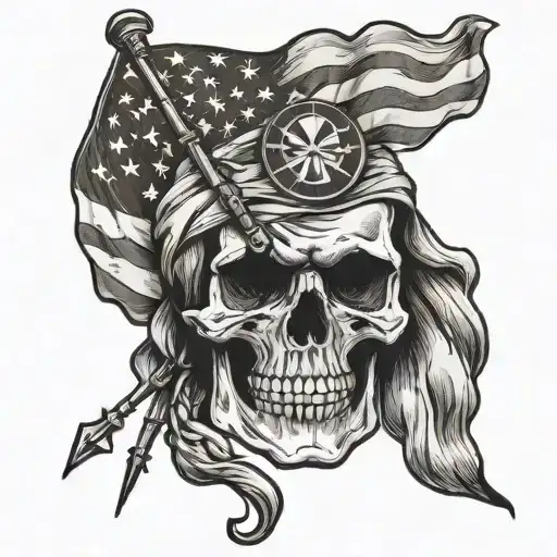Skull And Amican Flag