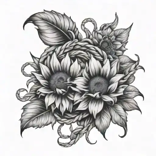 Chilco And Sunflower Surrounded By A Rope Of Three Threads