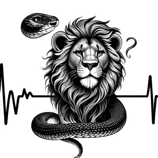 Snake And Lion With Baby Heartbeat Line