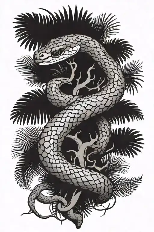 Snake In A Tropical Tree Growing