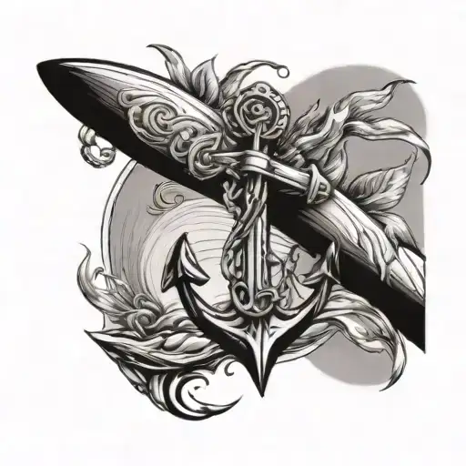 Surfboard And Anchor