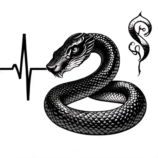 Year Of The Snake With Leo Zodiac Sign And Heartbeat