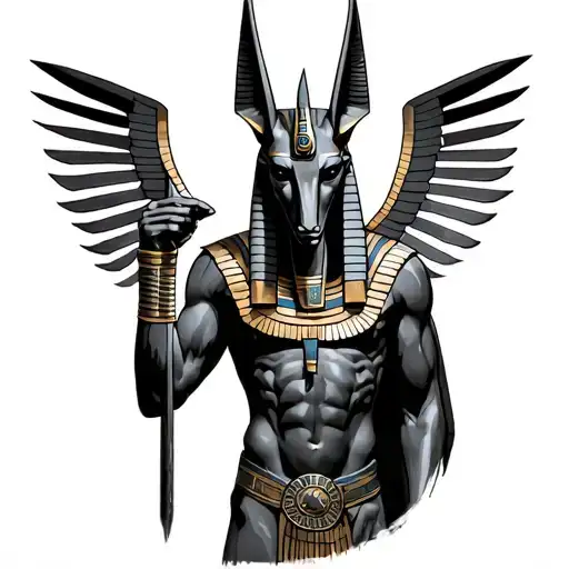 Egyptian King Anubis Full Body With Shadows