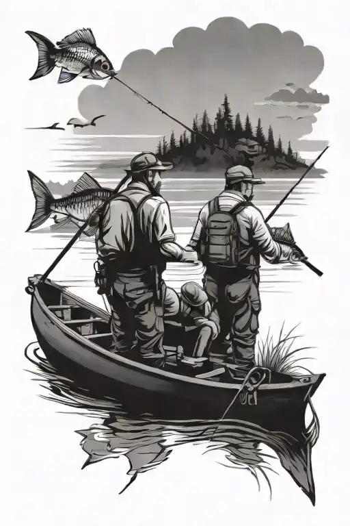 Father Son Fishing Scene