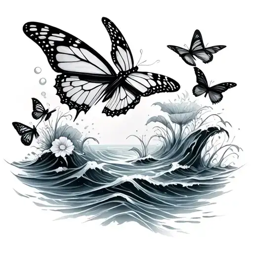 Butterflies Sleeve Whole Hand In The Ocean