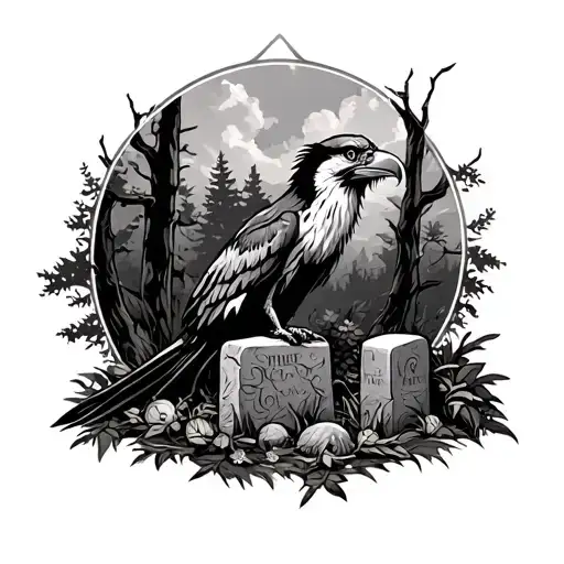 Cuervo In Forest With Tombs