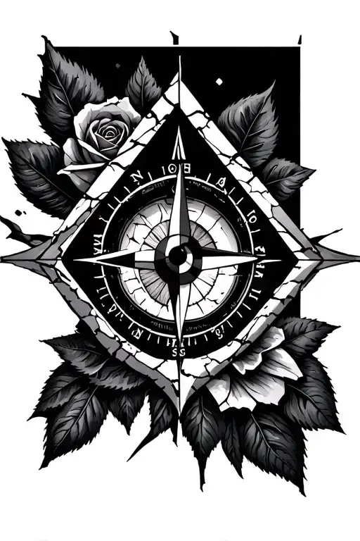 Eye In The Triangle Rose Compass Circled By A Broken Dial All Elements Individually