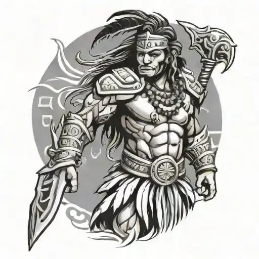 A Tahitian Warrior Symbolizing Courage And Strength