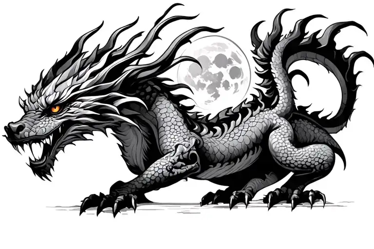 Full Moon Dragon Entering The Mictlan