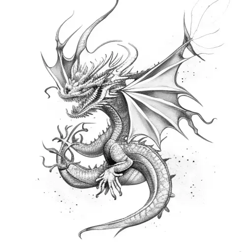 Floral Dragon With Watercolor Petals