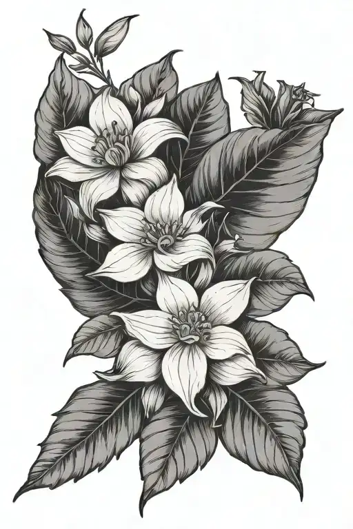 Flower Large Black Leaves