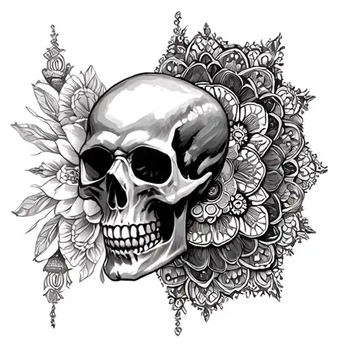Skull And Mandala Incorporating Elements