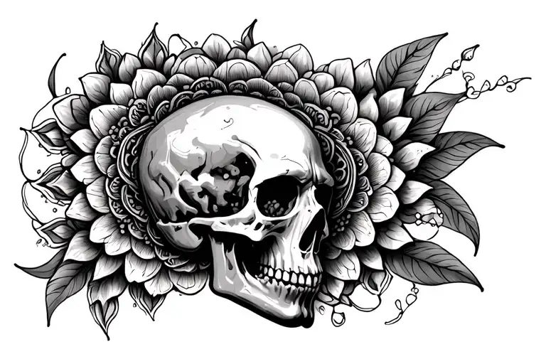 Skull And Mandala Incorporating Elements