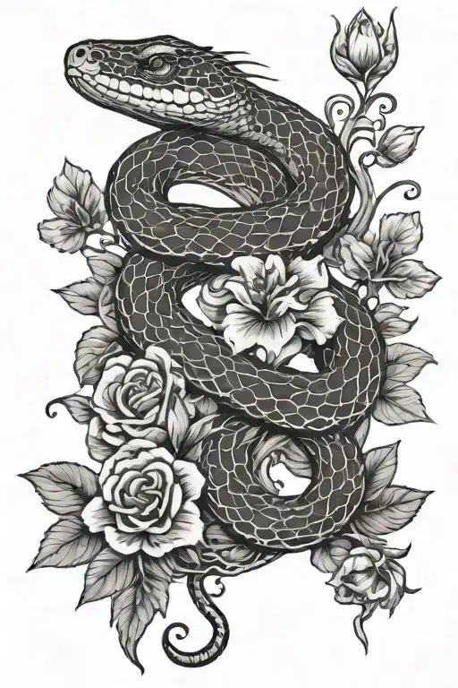 One Snake With Poison Arrow Flowers Blooming