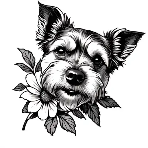 Dog And Flower Dog Footprint