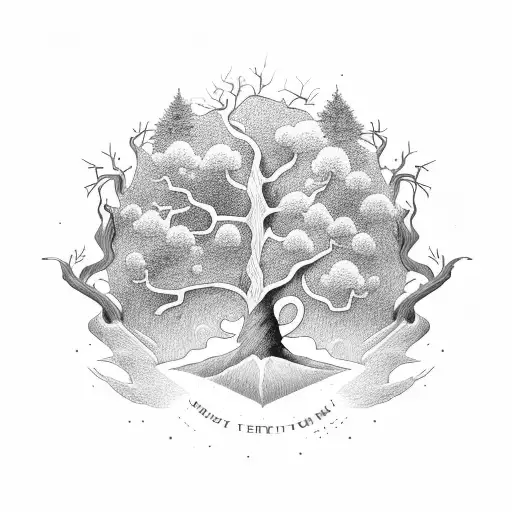 A Wise Old Tree With Roots That Form The Shape Of Various Educational Symbols