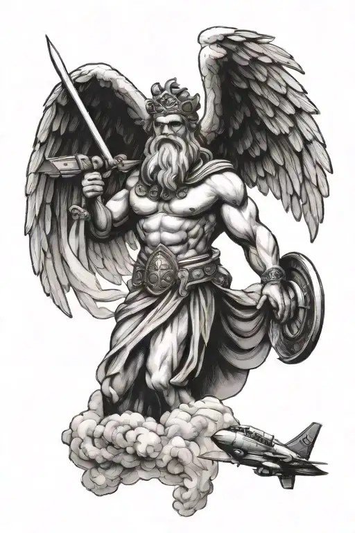 Zeus Holding An Airplane