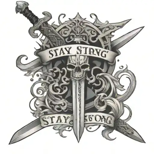 Warrior Sword With The Message Stay Strong Man