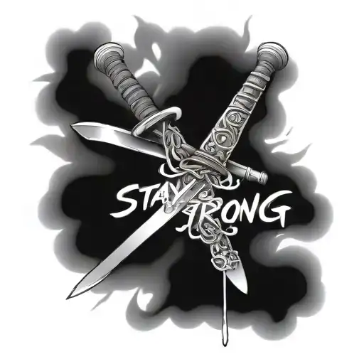 Japanese Sword Without Background With The Message Stay Strong