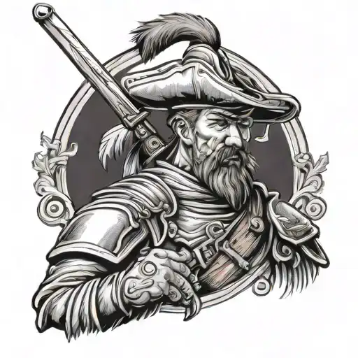 A Cossack Warrior With A Rifle And A Sword