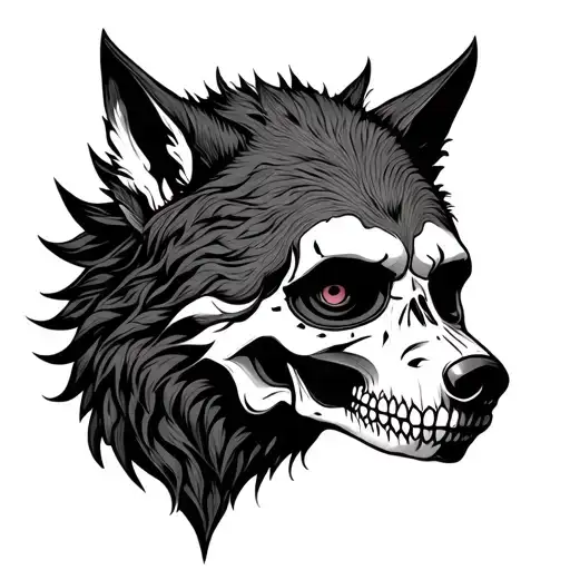 Head Of The Muerte With Wolf Head Above