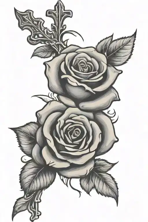 Rose With A Cross Behind It