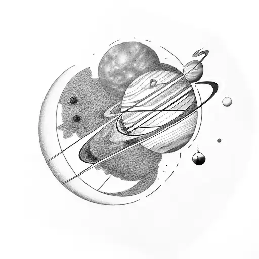 Solar System In One Line Oval Form