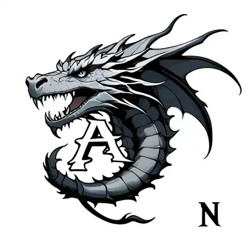 Dragon With Letters A And N In The Claws