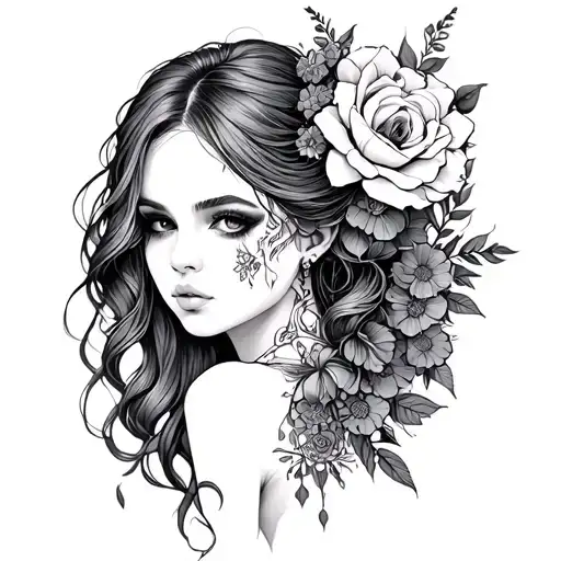 Feminine Outline Gothic Inspired Tattoo Simple