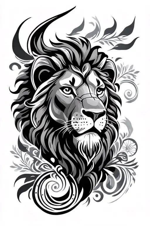 Lion And Maori Design Incorporating Elements