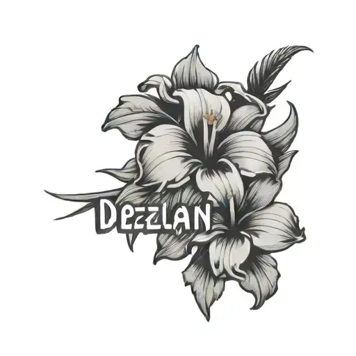 Tropical Flowers With Name Dezelan Written Across