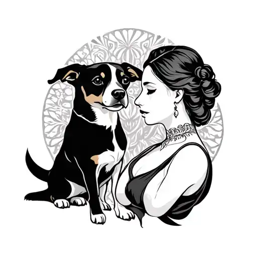 Saggitariuszodaic Sign With Dog And Pet And Women