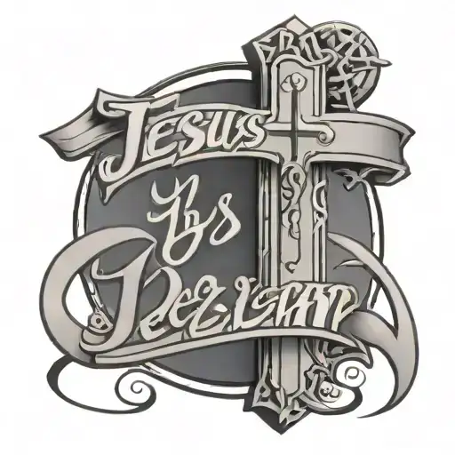 Jesus Cross With Name Dezelan In Cursive Font