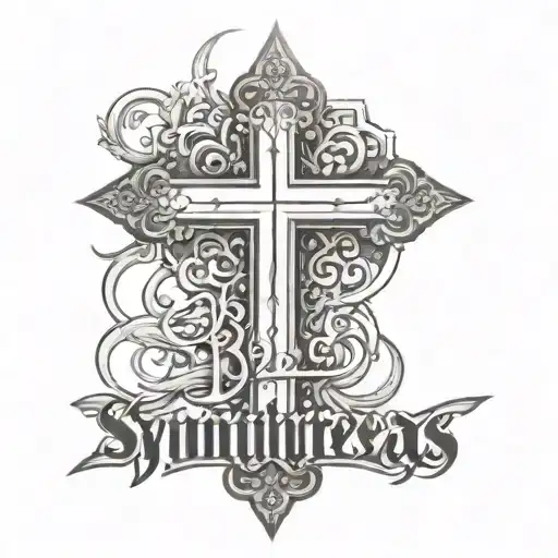 Jesus Cross With Name Dezelan In Cursive Font