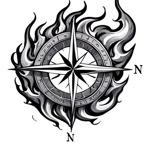 Flaming Compass Rose Intertwined