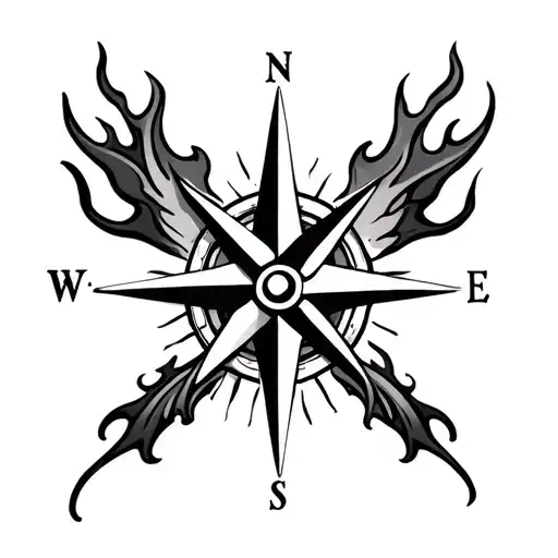Flaming Compass Rose Intertwined