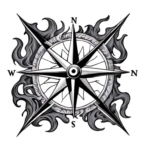 Flaming Compass Rose Intertwined