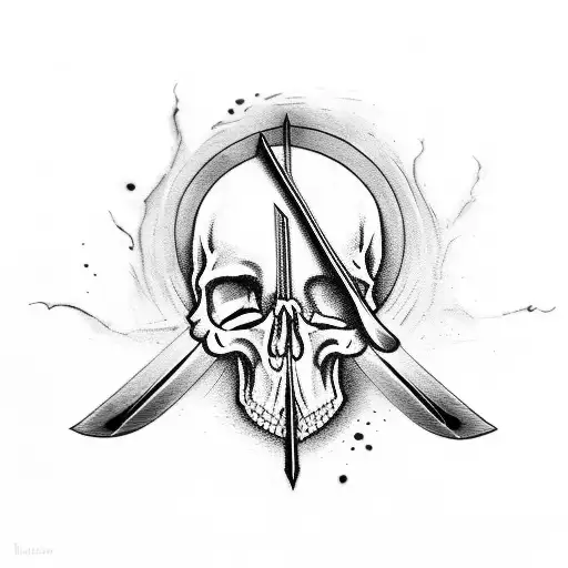 A Sword Made Of Musical Notes Piercing Through A Skull