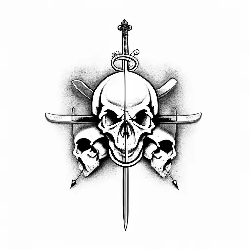 A Sword Made Of Musical Notes Piercing Through A Skull