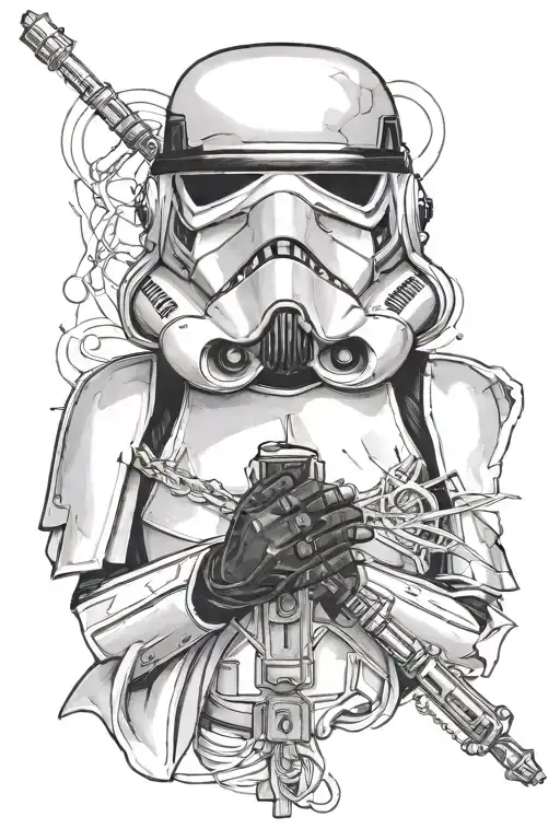 Stormtrooper With Rosary Beads And Shroud My Painted Sorrow