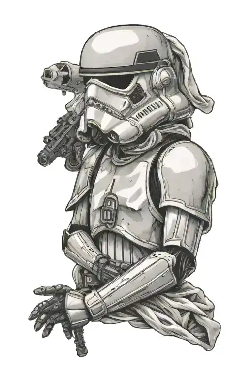 Stormtrooper With Rosary Beads And Shroud Draped
