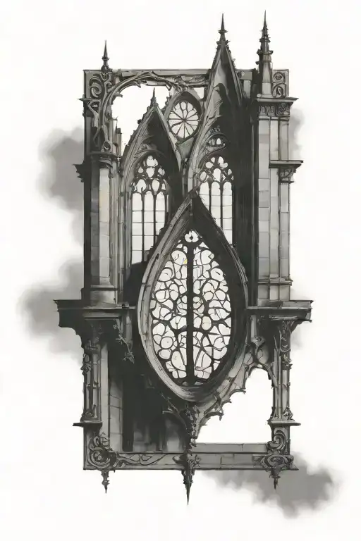Gothic Architechture Large Windows With A Frame
